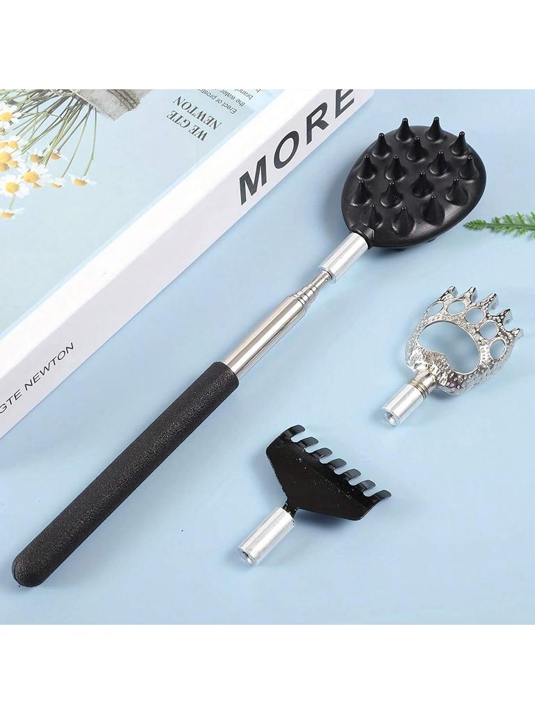 Extendable Back Scratcher for Men Women with 3/4PCS Detachable Scratching Heads Stocking Stuffers for Adults Christmas Gifts
