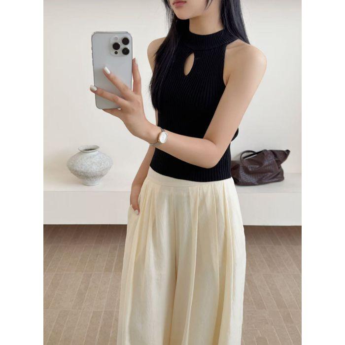 Sexy Halter Top with A Halter Top Sleeveless Knitted Knitted Top for Women Summer