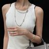 Versatile Light Luxury Titanium Steel Women's Necklace with OT Buckle - Long Chain Pig Nose Design Temperament Accessory.