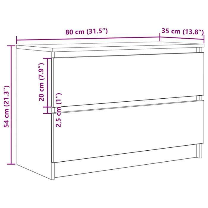 VidaXL Meuble TV blanc 80x35x54 cm bois d'ingénierie, banc tv, meuble hifi, centre de divertissement, buffet tv, meuble 861787