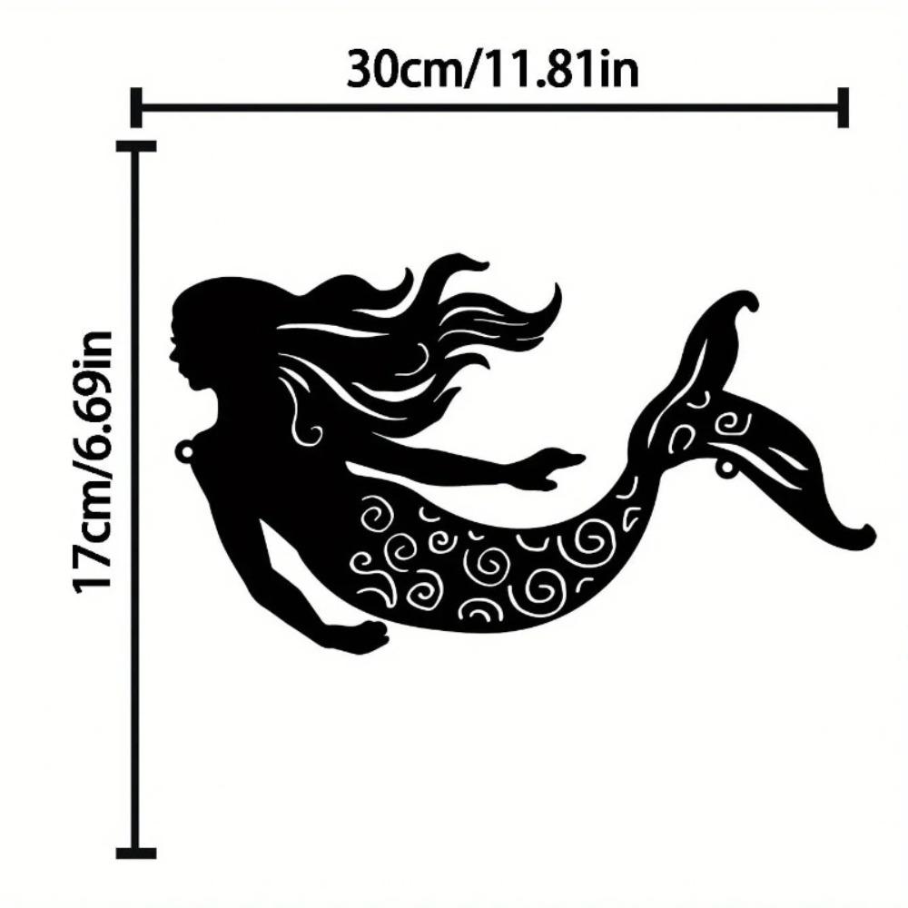 Mermaid Metal Wall Art 11.81x6.69 Inch Rustic Iron Decor for Patio Garden Home Housewarming