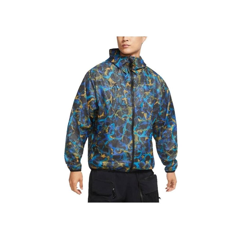 Nike Floral Comfort Windproof Sports Jacket Men Outerwear Blue CU0259-010