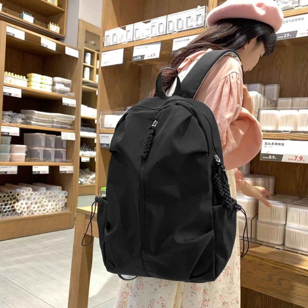 High Capacity Trendy Ins Backpack Polyester School Bags Cute Kawaii Casual Schoolbags  Unisex