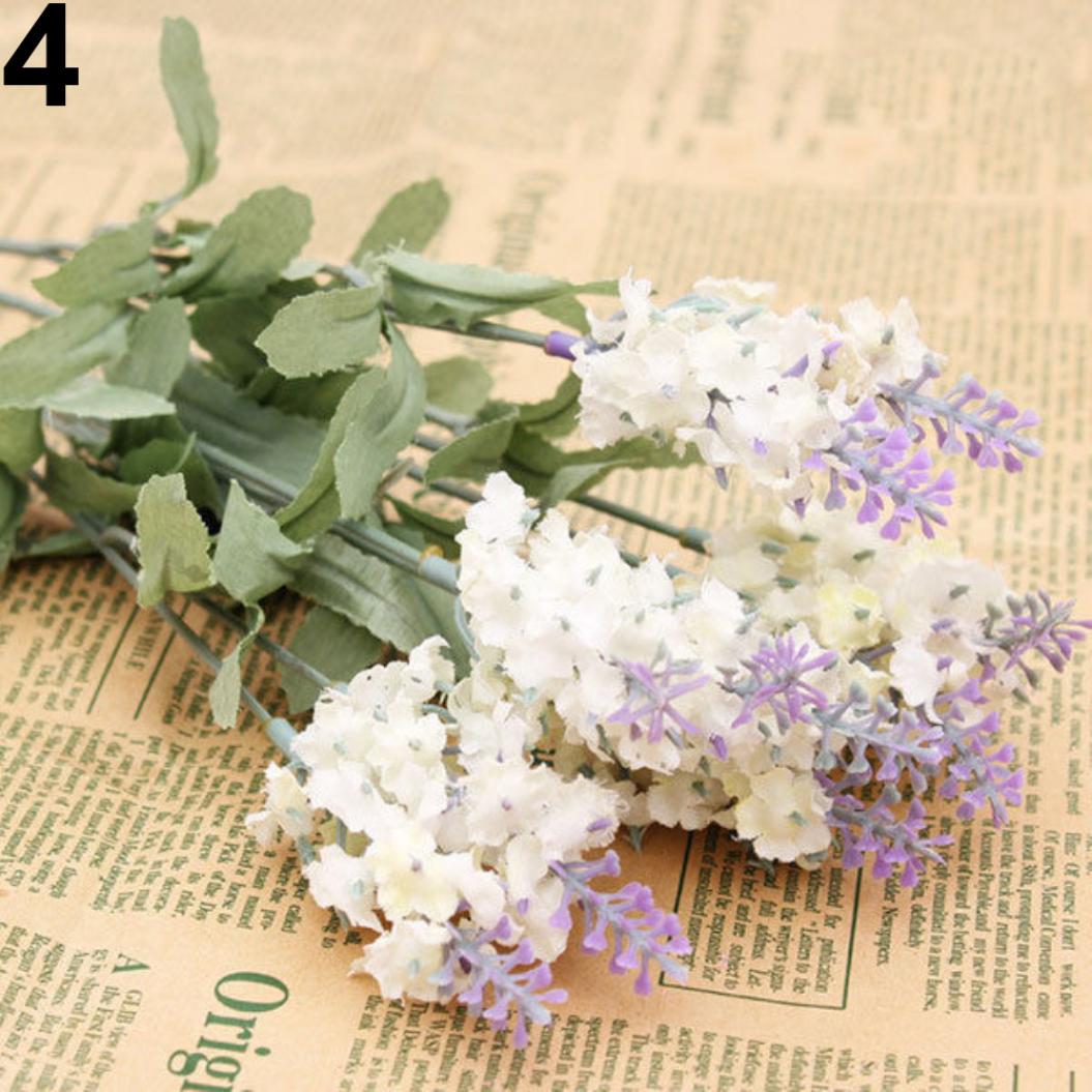 

10 голов 1 букет из искусственного шелка с лавандой, искусственный садовый цветок, домашний декор белый