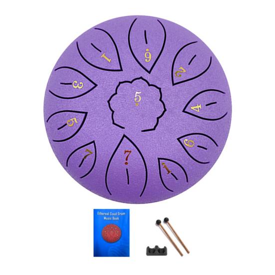 6-Inch Steel Tongue Drum with Mallets Note Stickers 11 Notes C Key Meditation Yoga Sound Therapy Hand Pan Drum Musical Percussion Instrument