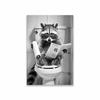 Funny Cat Bathroom Canvas Wall Art Posters Black And White Funny Animal Picture Wall Art Prints Canvas Painting Toilet Decor
