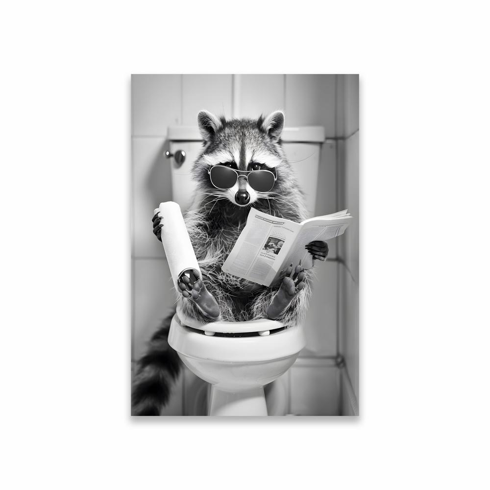 Funny Cat Bathroom Canvas Wall Art Posters Black And White Funny Animal Picture Wall Art Prints Canvas Painting Toilet Decor