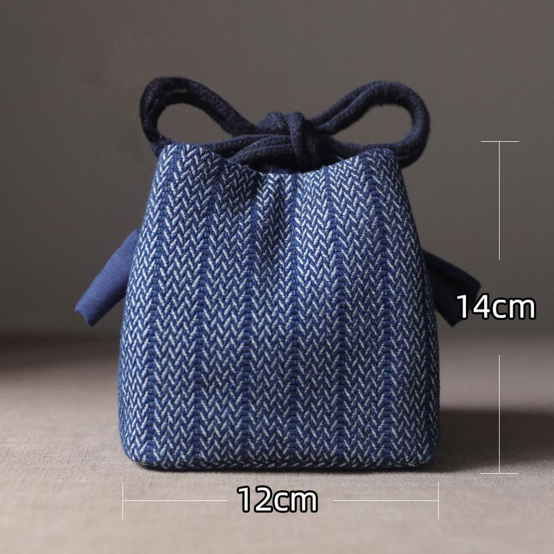 Teetassen-Tasche Tragbare Reise-Teegeschirr-Aufbewahrungstasche Teekannen Vier oder Sechs Tassen Große Stofftasche Outdoor-Organizer Denim-Organizer