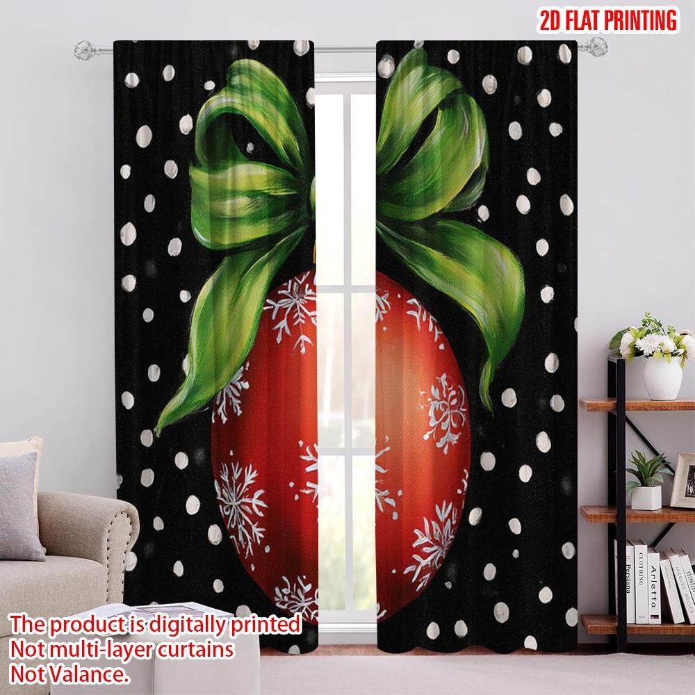 

2pcs,2D plane printing Popular Curtain Panels Xmas Ball Polyester Easy Install (without rod) Home Decor Perfect for Bedroom, 52.50 × 116.00 cm 2 pcs