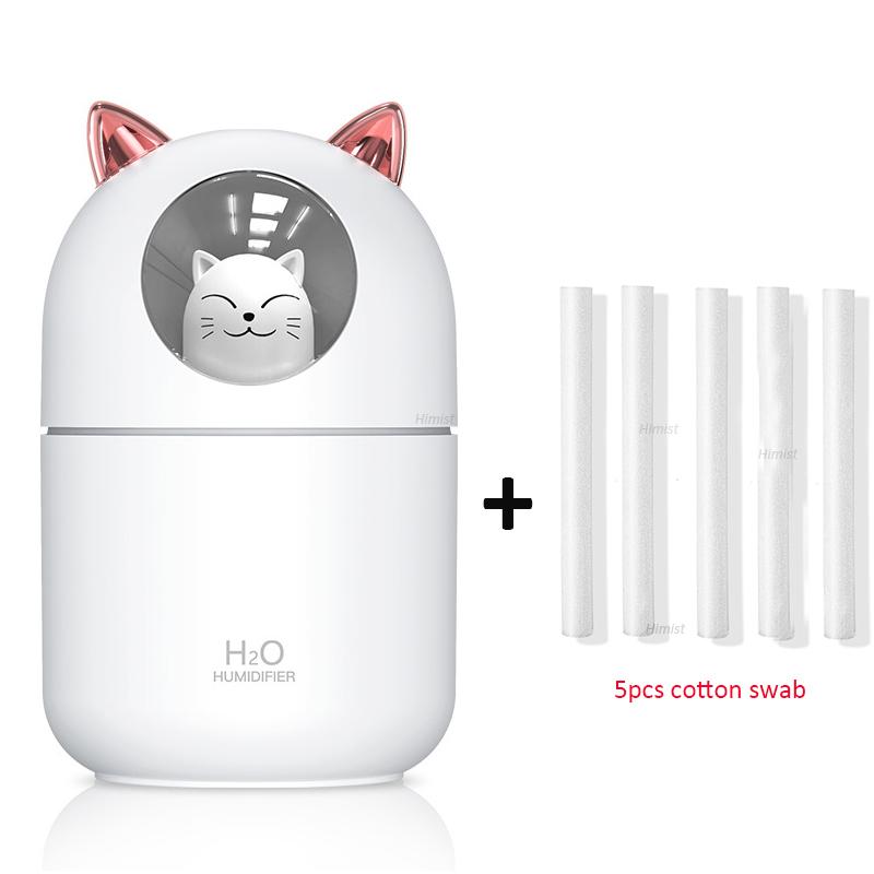 300ml Usb Air Humidifier Ultrasonic Cool Mist Maker Fogger With Colorful Lamp Cute Cat Mini Aroma Diffuser Humidificador Difusor
