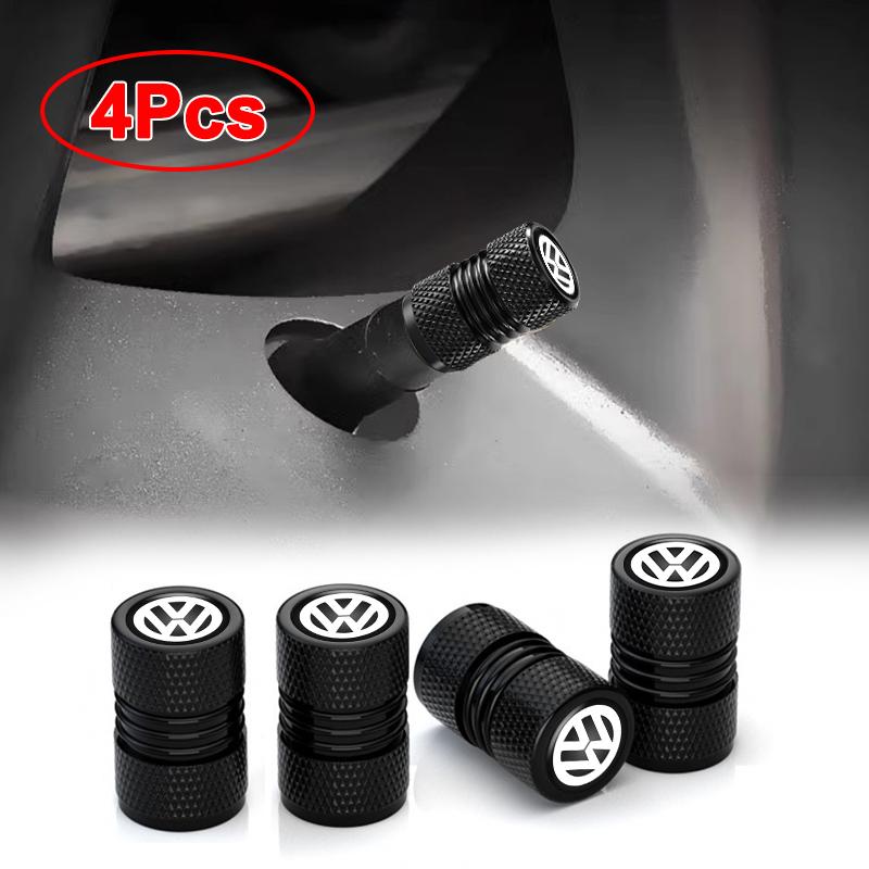 4pcs Car Wheel Tire Valve Aluminum Caps Tyre Stem Covers Airdust For Volkswagen VW GTI Golf Polo Tiguan Passat Touareg Magotan