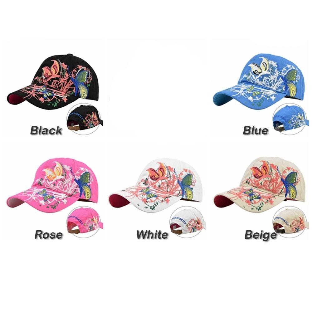 Embroidered Butterfly Baseball Cap Sequin Cotton Baseball Cap Cute Peaked Cap Outdoor