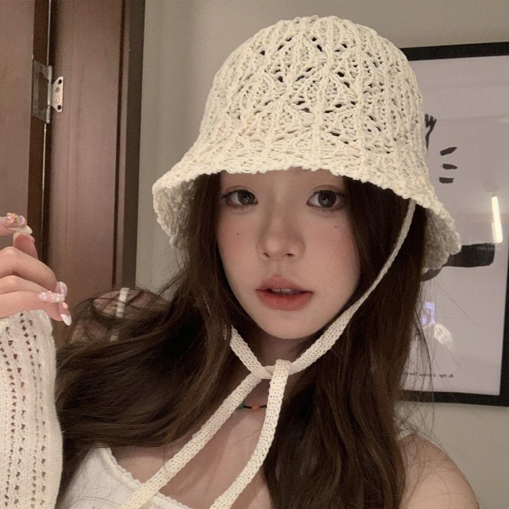 New Weaving Cap Summer Bucket Hat Korean Basin Cap  Beach