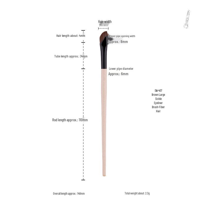 Ultra-thin Sickle Eyeliner & Flat-head Eyebrow Brush for Lower Eyelid and Under-eye Detail