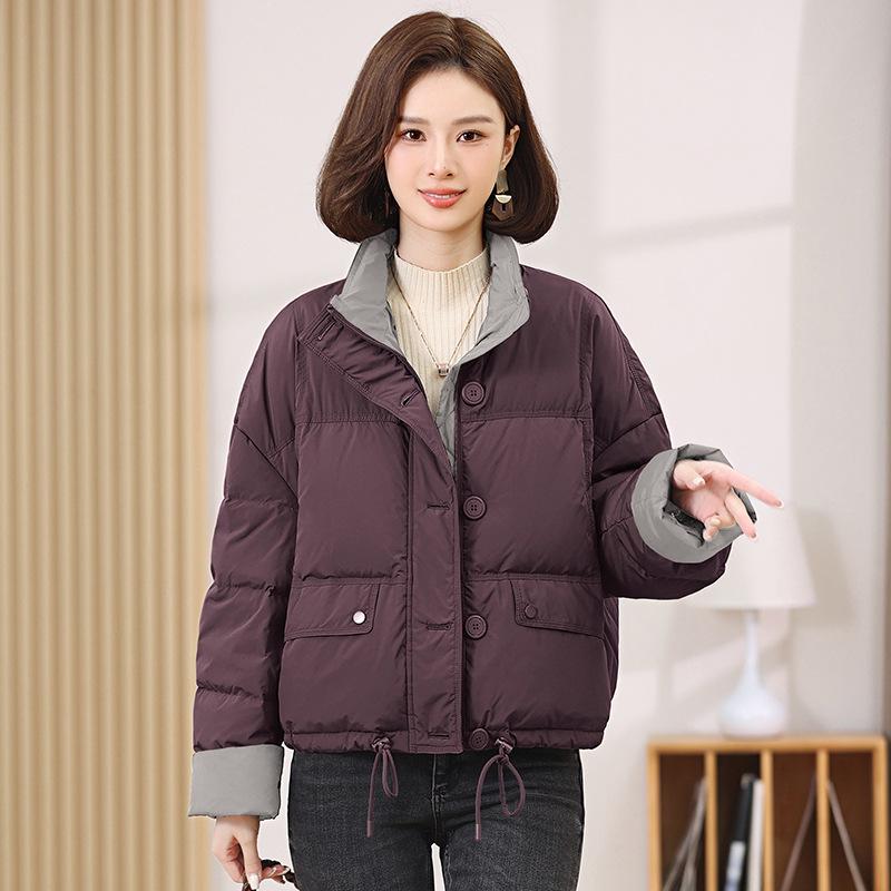 Women's 2024 New Style Thickened Down Jacket - Short, Loose, Petite Fit, White Duck Down, Warm Mom Fashion Coat