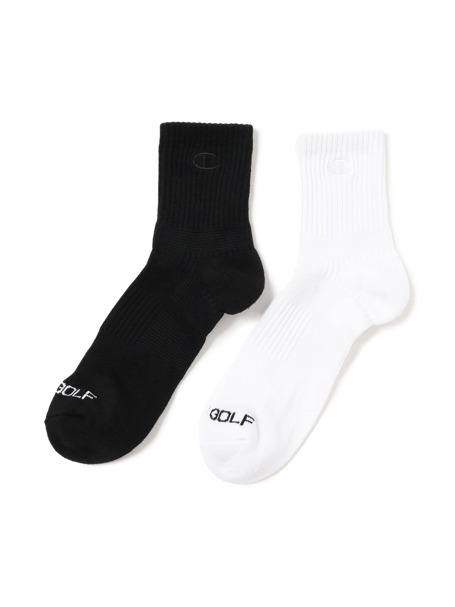 Beams Golf Socks Champion Quarter Length Free 81430357411 [Special Order] Men s Socks, 2-Pair Set, White/Black, Size,