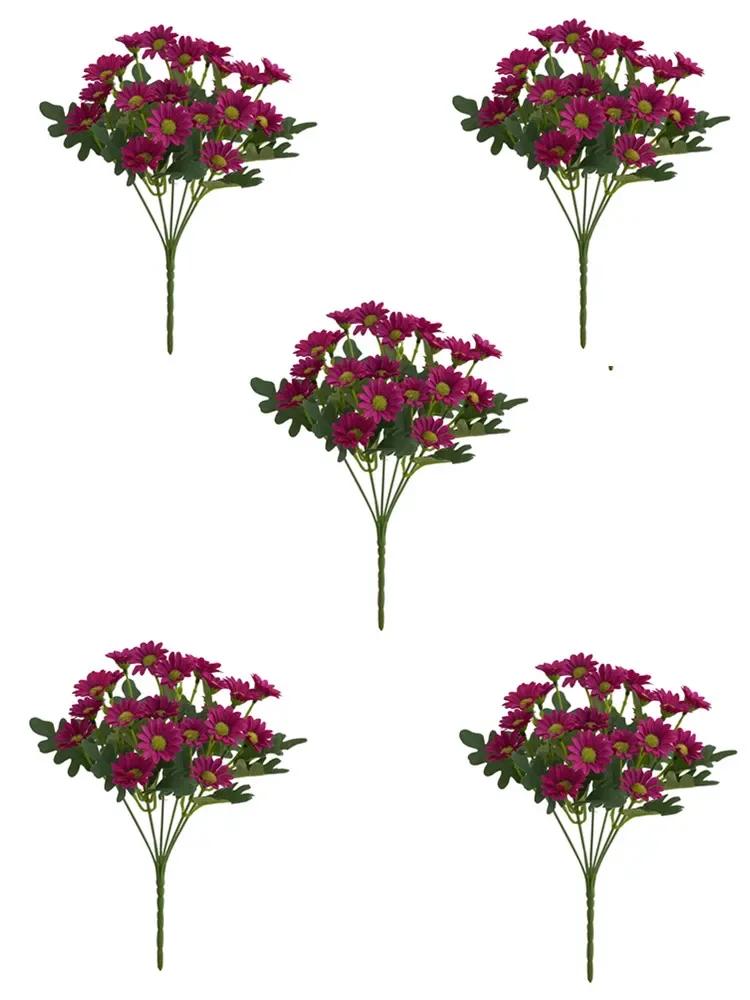5pcs Artificial Flowers Plants 31cm Sun Flower Colorful Small Daisy Silk Home Garden Decoration Chrysanthemum Wedding DIY Party