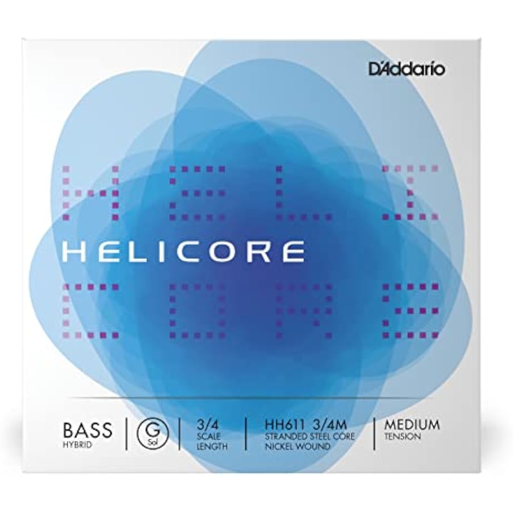 D Addario Daddario Wood Bass (Double Bass) Strings HH611 3/4M Helicore Hybrid Bass Strings/G-nick...