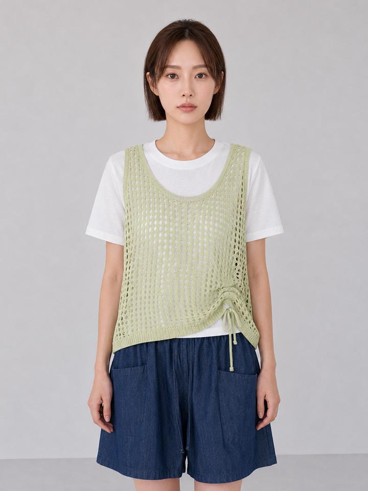 Page Flynn String Knit Bustier T-Shirt Set_S6Bse018C Green/Fresh