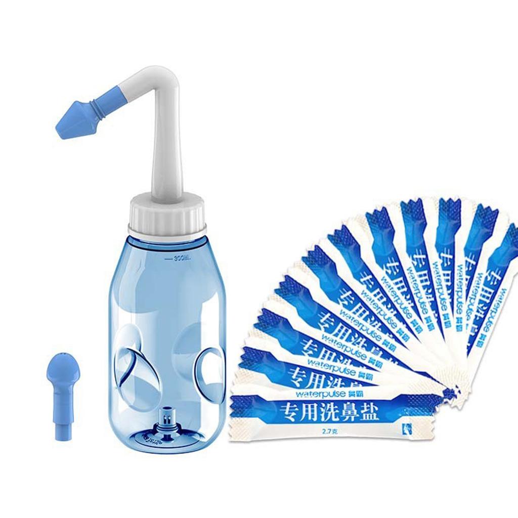 300ML Portable Nasal Wash Bottle with Cleaning Salt Pressure Sinus Rinse Cleaner Nasal Irrigation for Adults and Kids