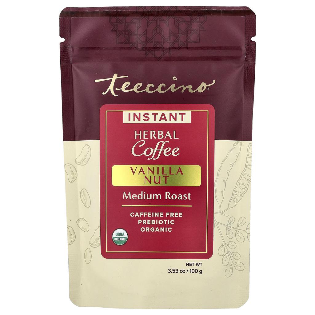 Teeccino, Instant Herbal Coffee, Vanilla Nut, Medium Roast, Caffeine Free, 100g (3.53oz)