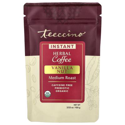 Teeccino Momentinė žolelių kava, vanilės ir riešutų skonio, vidutinio skrudinimo, be kofeino, 100 g (3,53 uncijos)