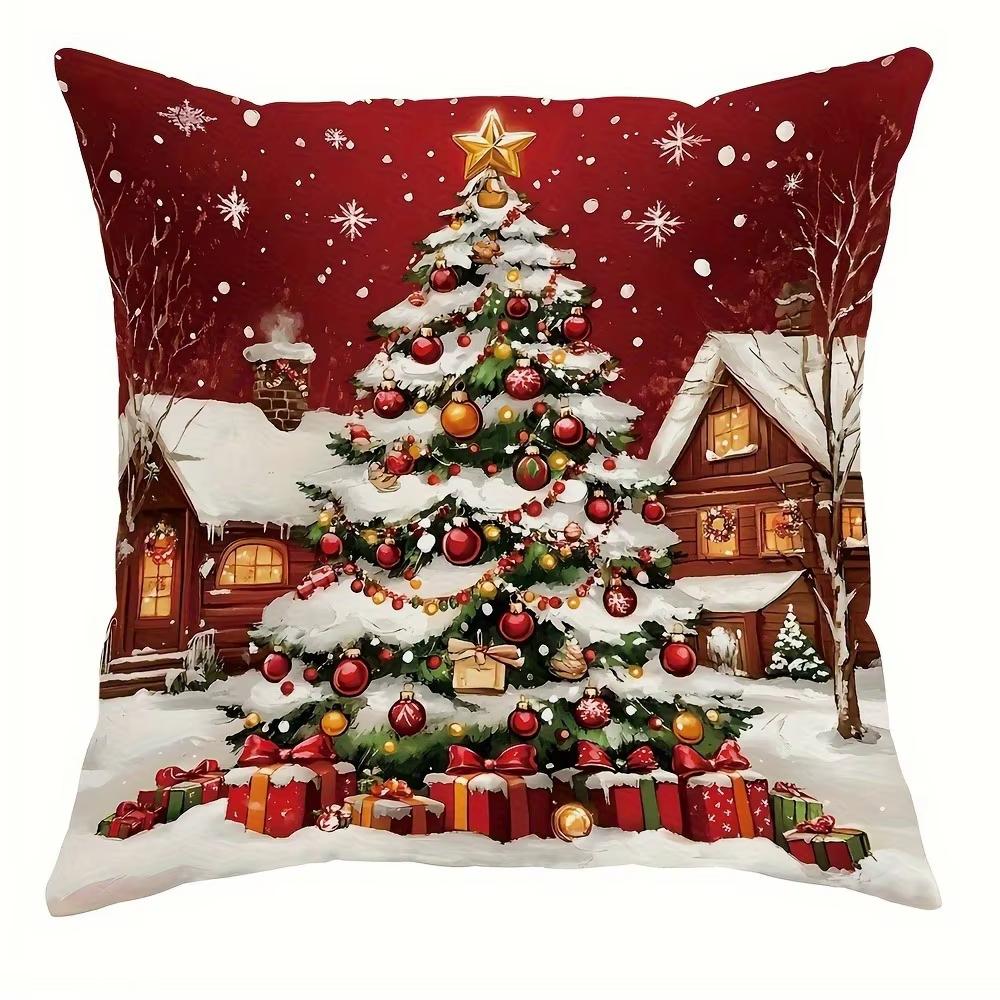 Christmas Santa and Snowman Pillow Covers Christmas Decorative Home Double-sided Print Square Pillow Living Room Pillowcase Gift