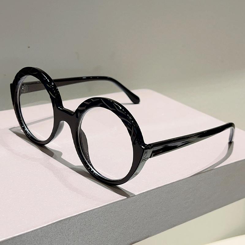 Oversized Round Glasses Women  New Patchwork Blue Light Blocking Optical Frames Trendy Brand Design Decor Eyeglasses