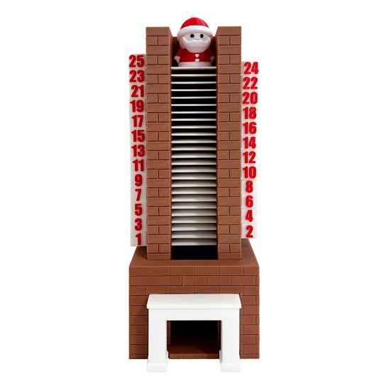 Santa Advent Calendar 25 Day Santa In Fireplace Ornament Christmas Countdown Calendar with Santa Claus Coming Down Stair for Holiday Decor