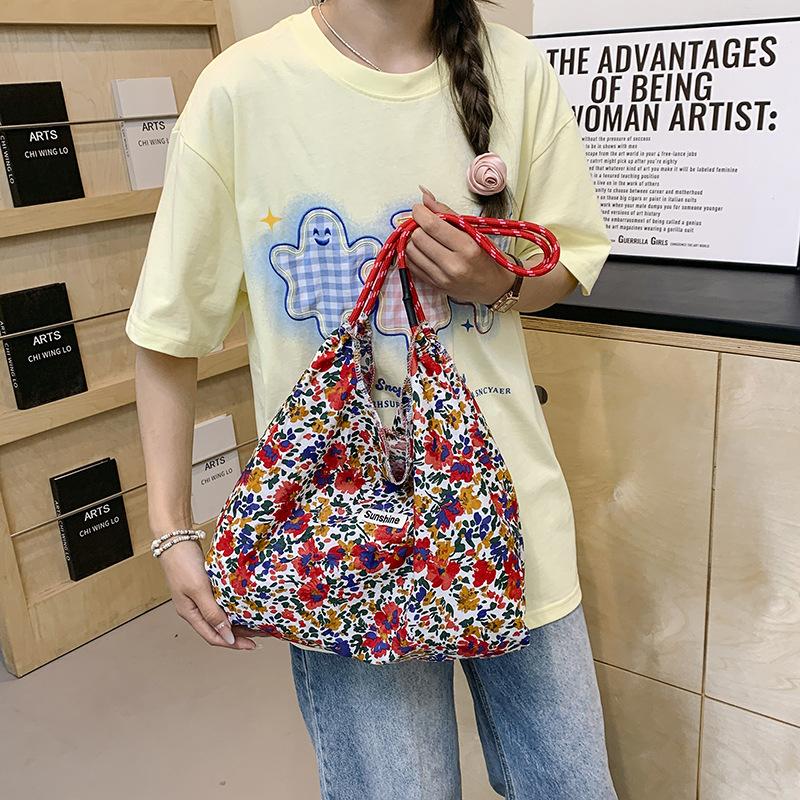 Fresh Cloth Bag Student Crossbody Bag Simple and Fashionable New Summer Shopping Bag Large Capacity Hand-carrying Shoulder Bag