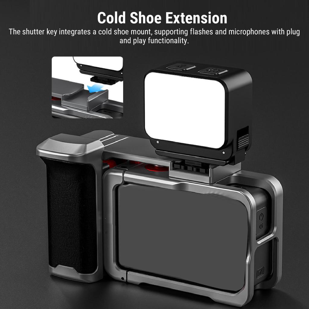 Cage Fit for DJI Action 5 4 3 Pro Action Camera Aluminum Alloy Anti Slip Camera Housing Frame Mount Case with Handle Grip