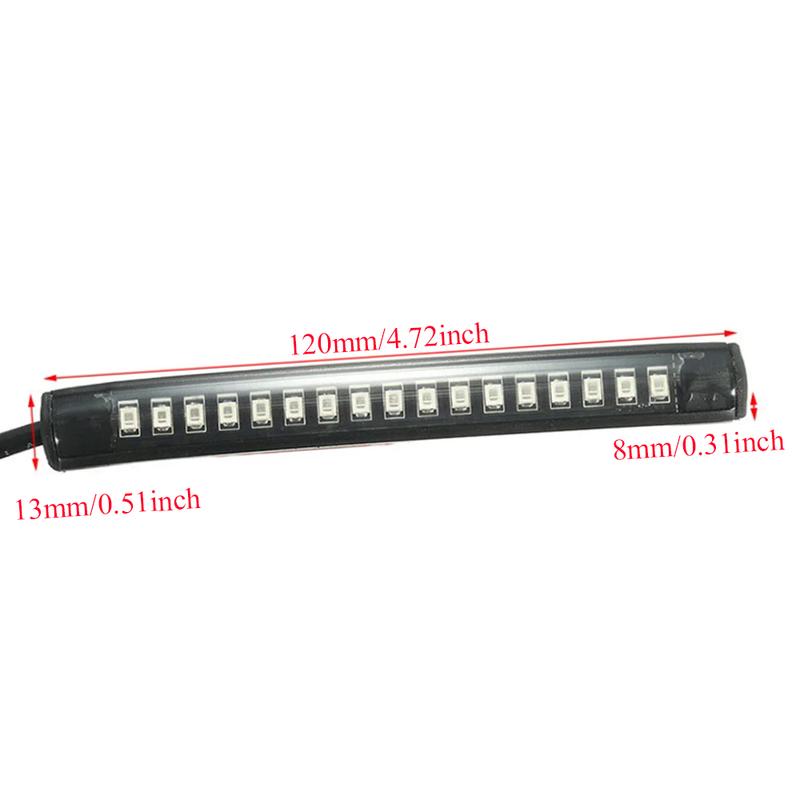 12 V DC 17 LED Motorcycle DRL Brake Light Turn Signal Light Strip Motorcycle Light Strip for Motorcycles Scooters Snowmobiles