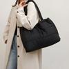 Winter Women Puffer Cotton Bag Large Capacity Quilted Tote Square Armpit Bag With Top Handle And Checkered Embroidery Fashion