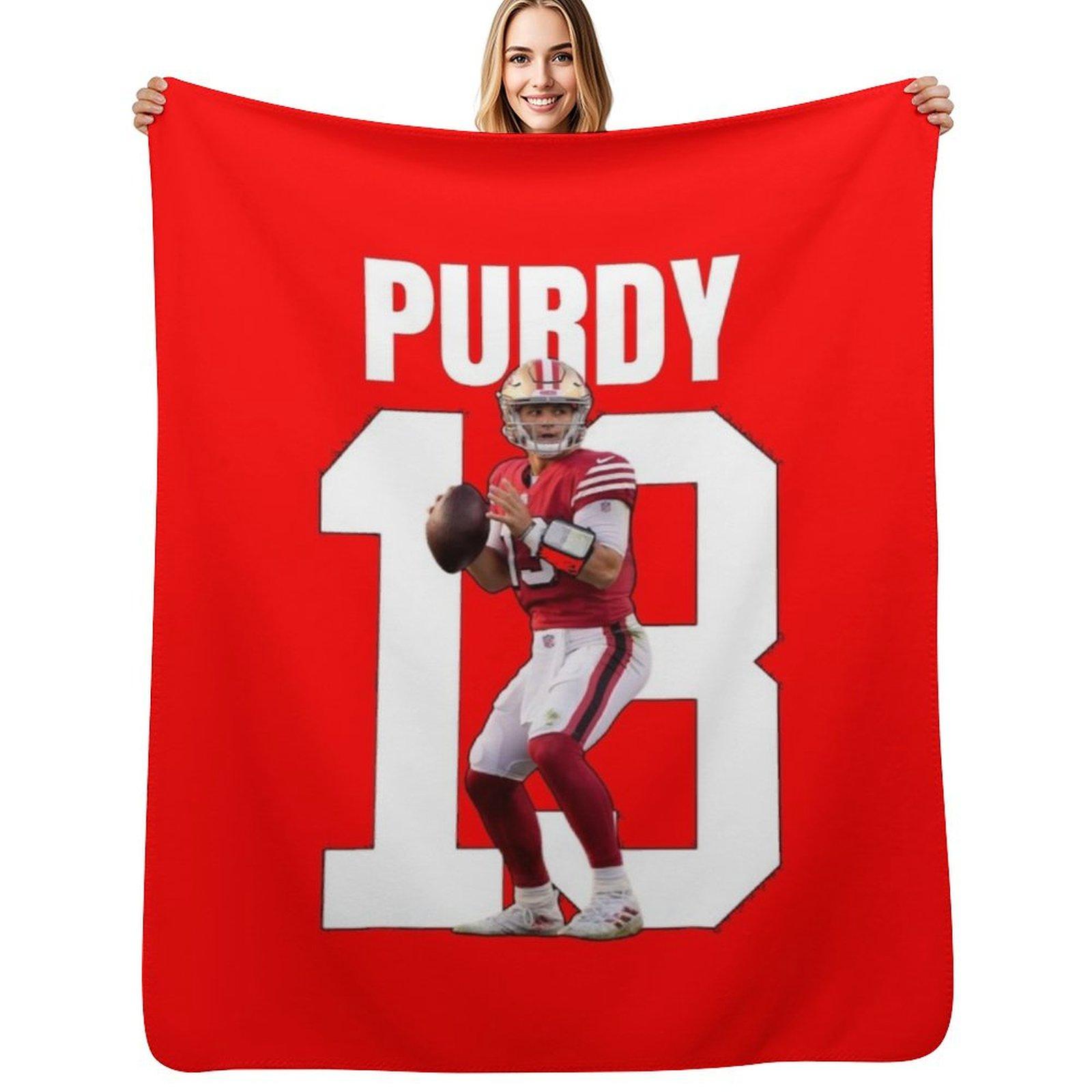 Brock Purdy Throw Blanket Breathable Lightweight Blanket for Adults Kids Size: 75*100cm, Weight: 230 GSM