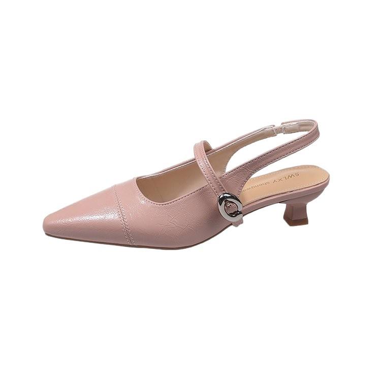 Pointed Thin Heel Mary Jane Single Shoes Summer New Versatile One-word Buckle Bag Head High Heel Sandals Women