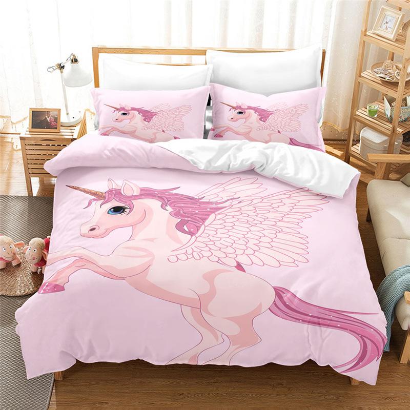 Cartoon Unicorn Four-Piece Three-Piece Quilt Cover Bed Sheet