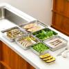 Rectangle Stainless Steel Food Storage Trays with Plastic Cover Food Container  Prepare Dishes