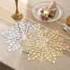 Brons PVC holle westerse eettafelmat Kerstsneeuwvlok Scandinavische stijl hittebestendige tafelmat oliebestendige en anti-brandwonden placemat huishoudelijk