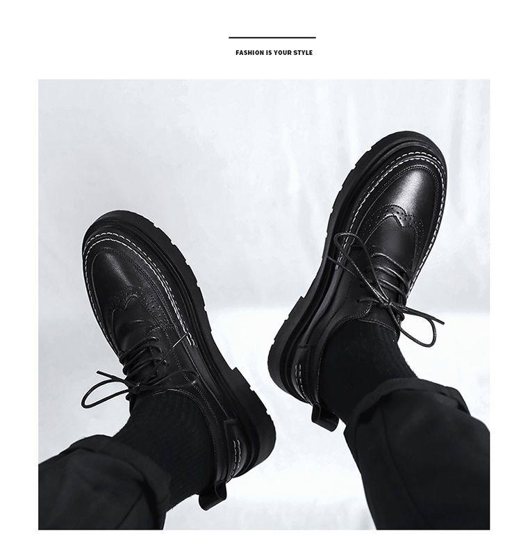 Men's 2025 Autumn/Winter Black Leather Shoes: British Business, Casual, & Wedding Styles - Low-Top Martin Boots