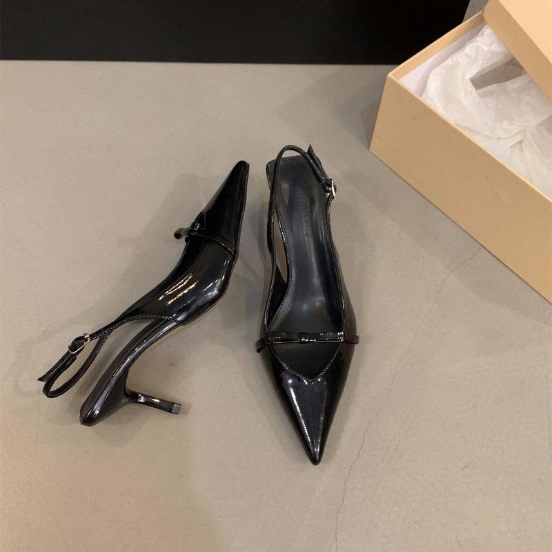 

Pointed-toe Shoes Single Shoes High-heeled Sandals for Women New Style Thin-heeled and Close-fitting 39 чорний