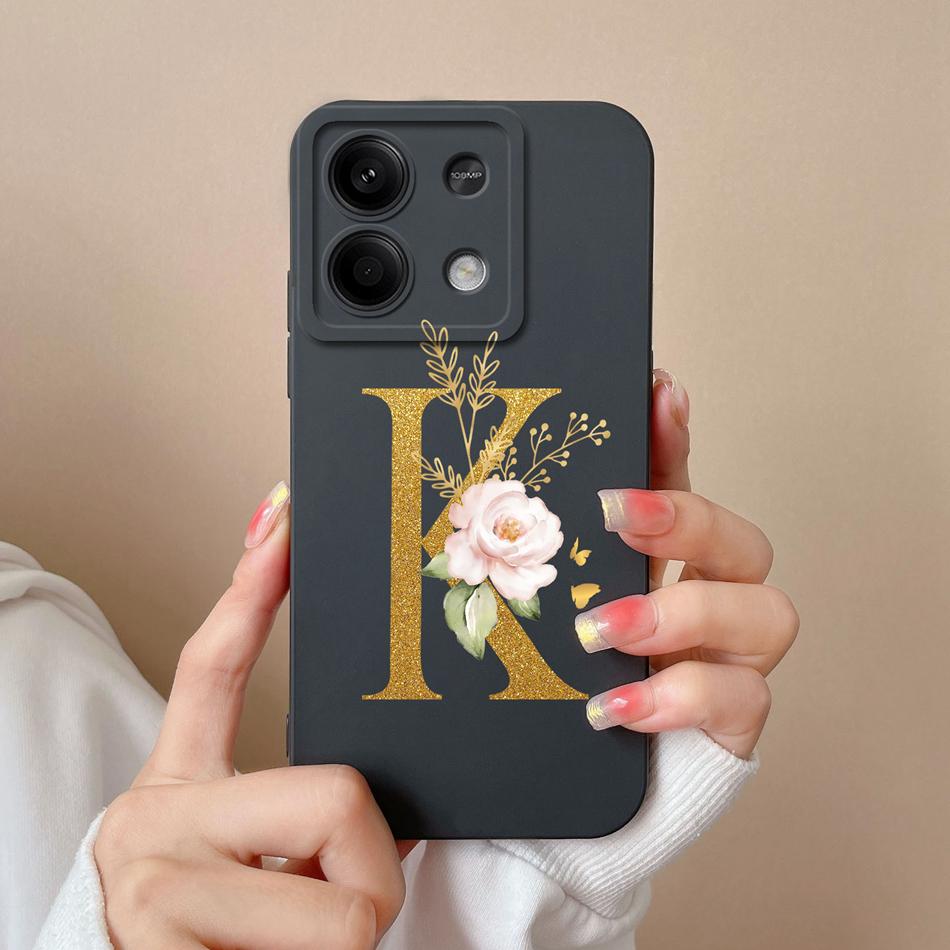 Phone Case For Redmi Note 13 Pro 4G 5G Elegant Letter Soft Liquid Silicone Full Coverage Protector For Redmi Note13 13Pro Fundas