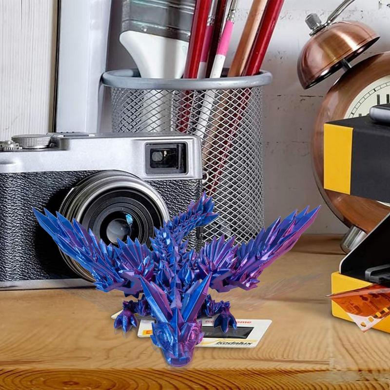 Kreatives Weihnachtsgeschenk 3D-gedruckte bewegliche Kristall-Drachen-Skulptur Mysteriöser Drache Spielzeug zum Zappeln Landschaftsdekoration