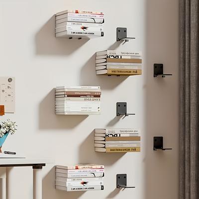 2pcs Metal Invisible Floating Bookshelf, Wall-mounted Book Organizer, Suitable for Classrooms, Libraries, Home Entrance Bedroom