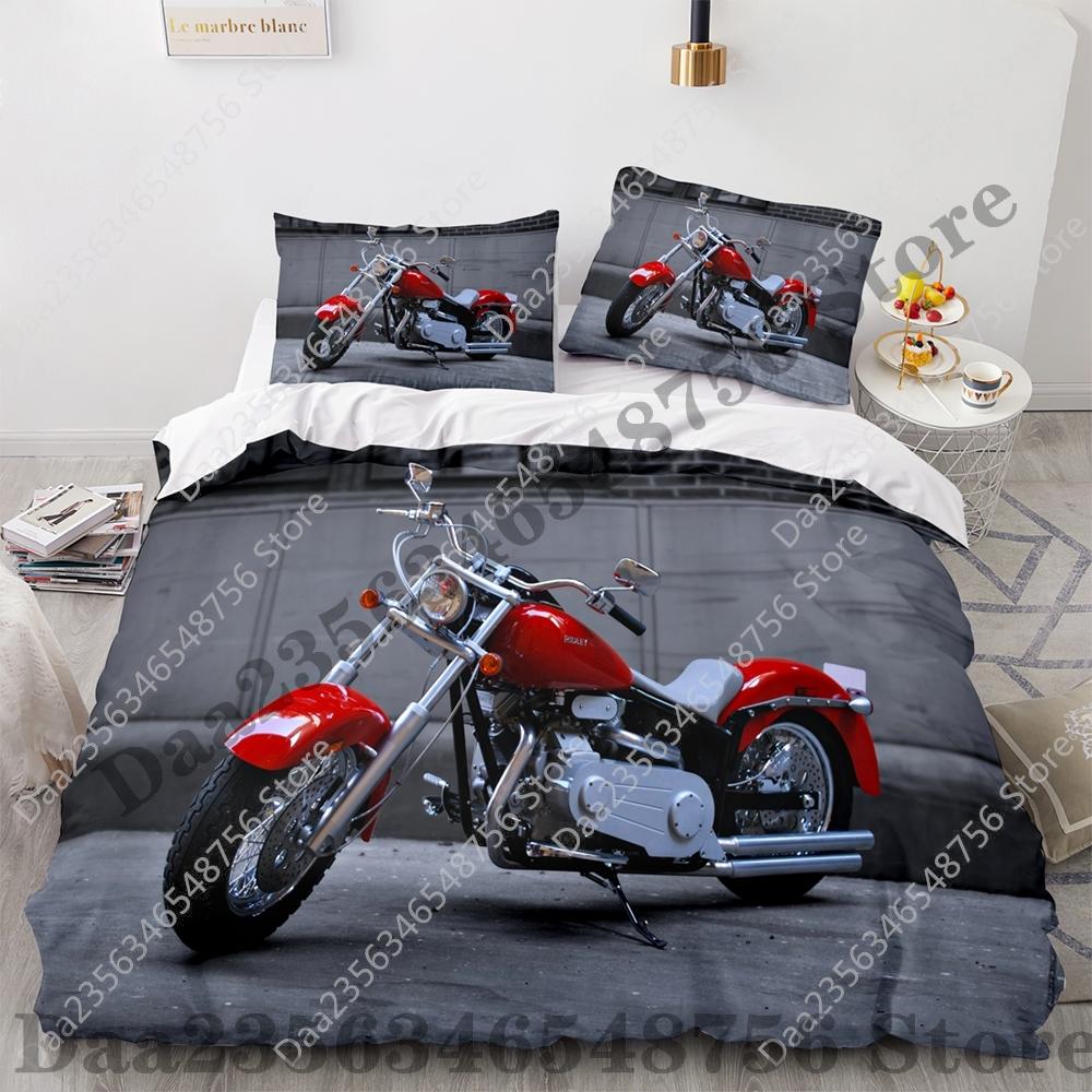 Comforter New Motorcycle Bedding Set Single Twin Full Queen King Size Motorcycle Bed Set Aldult Kid Bedroom Duvet Sets 3D Anime 038