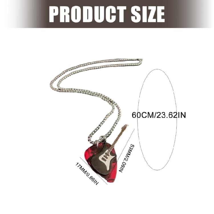 Metal Chain Guitar Pick Pendant Necklace Music Inspired Titanium Steel Jewelry for Streetwear Looks and Gift Giving