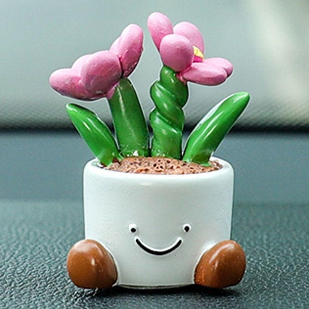 Flower Pot Car Ornaments Ornaments Flower Pot Car Decoration Car Dashboard Figure Center Console