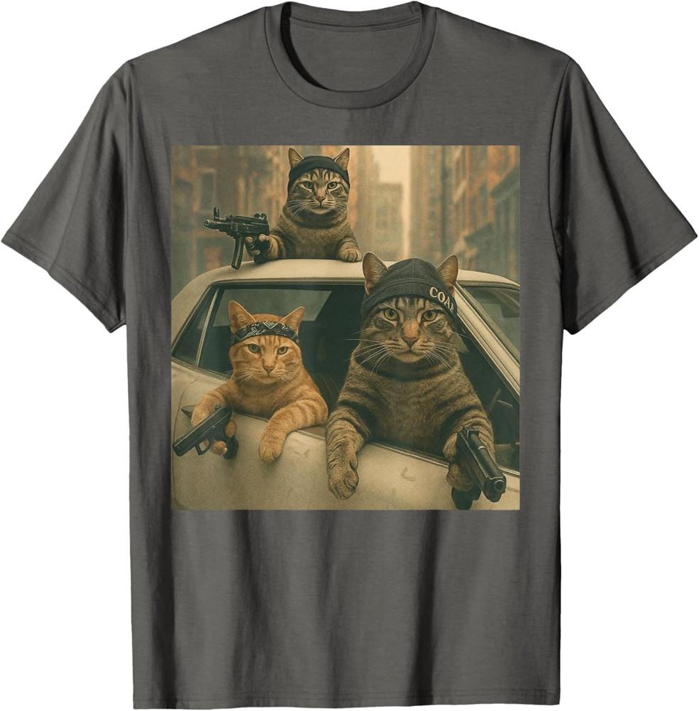 

Funny Cat Gang Meme Cool Vintage Humor Sarcastic Men Women Unisex T-Shirt M