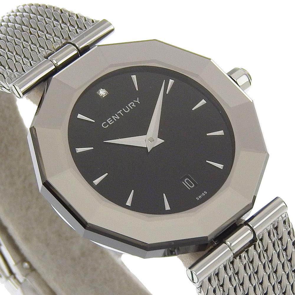 CENTURY Time gem Watches 1P diamond blackDial Stainless Steel Quartz Analog display Women Used
