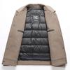 Neue Herbst- und Winterwolljacke für Herren mit kurzem Revers, Daunenfutter, einfarbig, verdickt, für junge und mittelalte Menschen