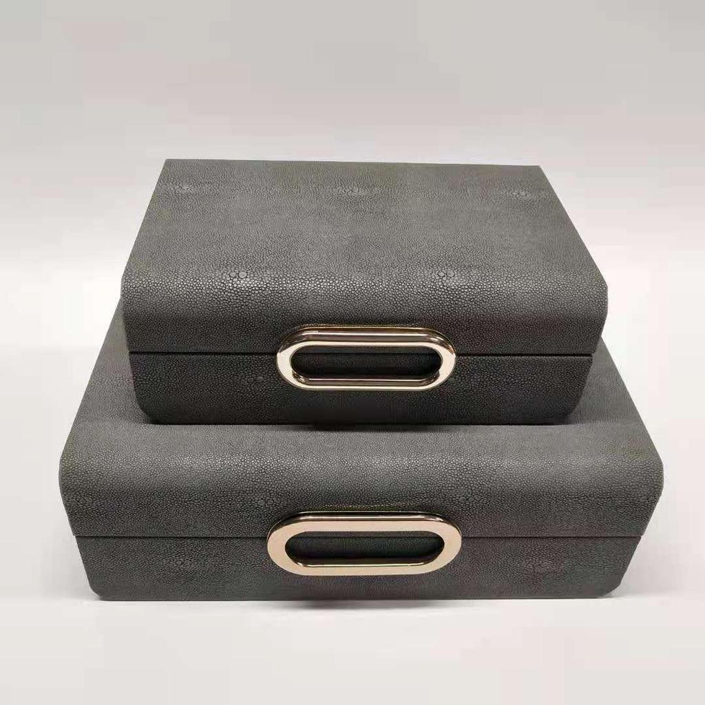 New Chinese Minimalist Jewelry Storage Box: Leather, Wood, Metal Design